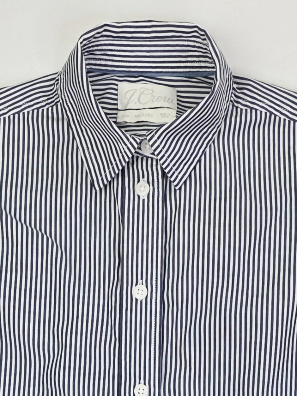 J. Crew Size 00P Relaxed Womens Blue White Stripe Long Sleeve Cotton Shirt